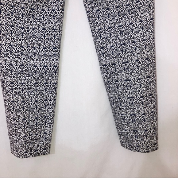 Tory Burch  Heidi Jacquard Print Navy&White Stretch  Slim Fit Pants Size 6 - Picture 10 of 14